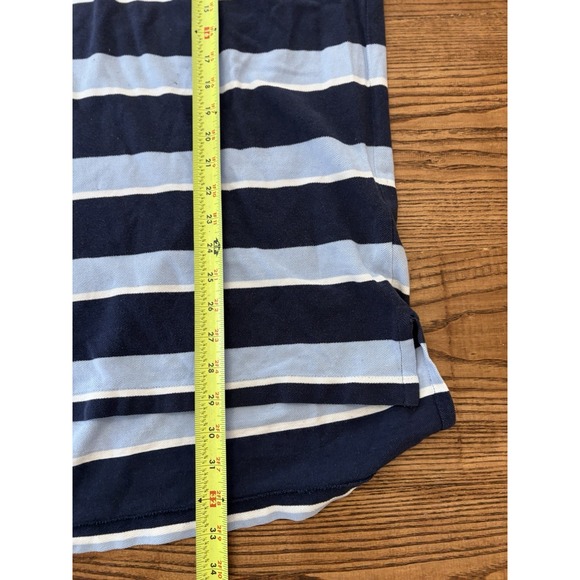 Vintage Polo Ralph Lauren Men's Large Navy/Baby Blue Striped Cotton Polo Shirt‎ - Picture 5 of 5